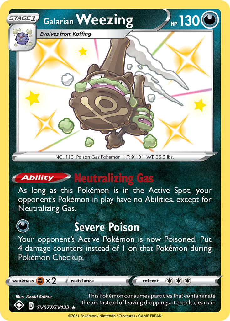 Galarian Weezing - SV077/SV122 (SHF:SV) Shiny Holo Rare - Near Mint Ho