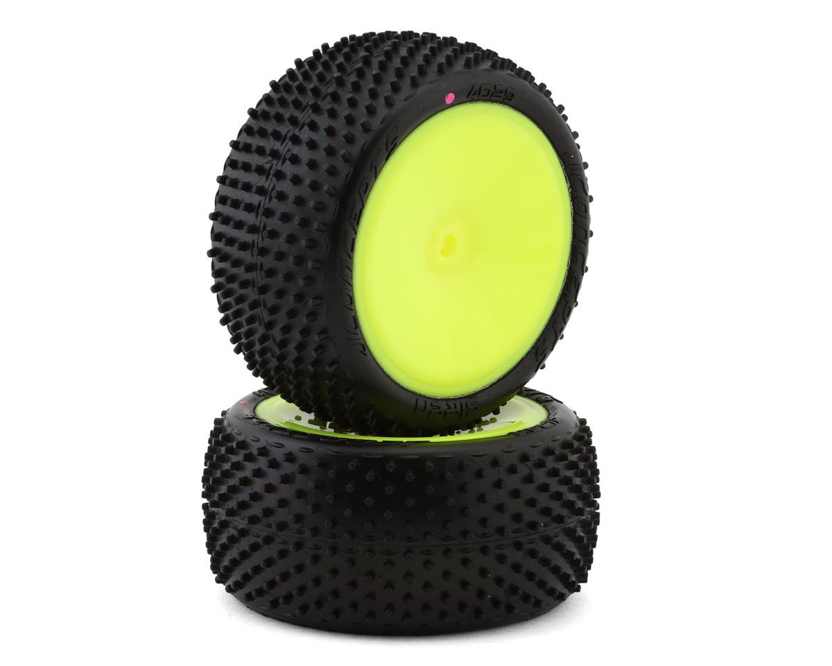 JConcepts Siren LP 2.2" Pre-Mounted Rear Buggy Carpet Tires (Yellow) (2) (Pink) w/12mm Hex