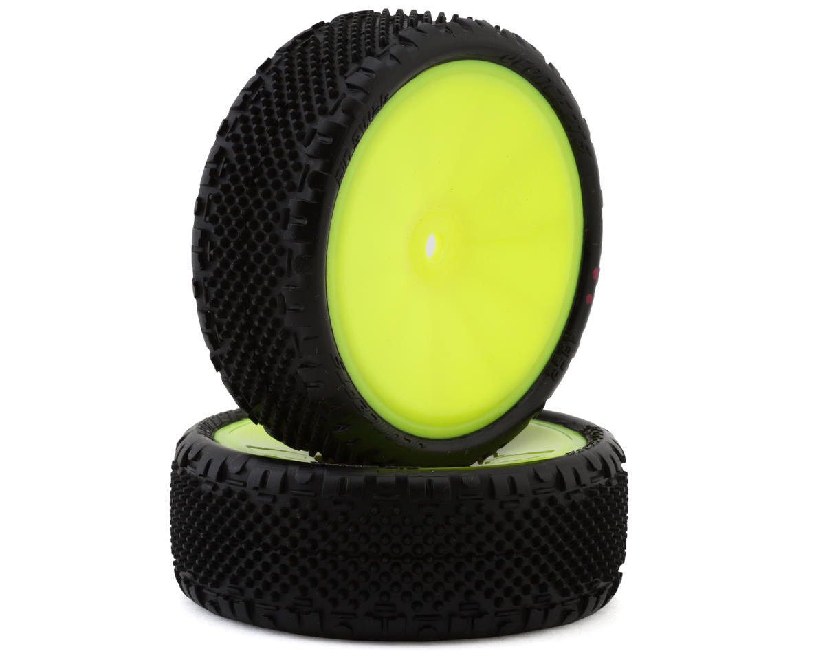 JConcepts Pin Swag LP Wide 2.2" Pre-Mounted 2WD Front Buggy Carpet Tires (Pink) (Yellow) (2) w/12mm Hex