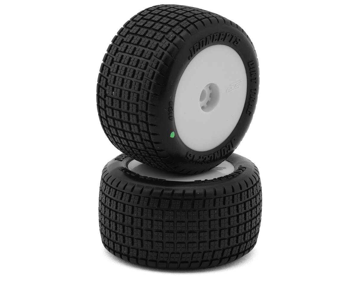 JConcepts Mini-B/T Dirt Trac Mini Pre-Mounted Rear Tires (White) (2) (Green) w/12mm Hex
