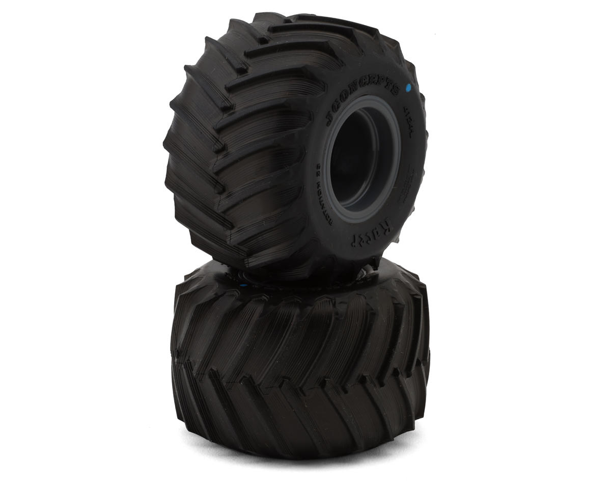 JConcepts Losi Mini LMT Racer Pre-Mounted Monster Truck Tires (2) (Blue) w/12mm Hex