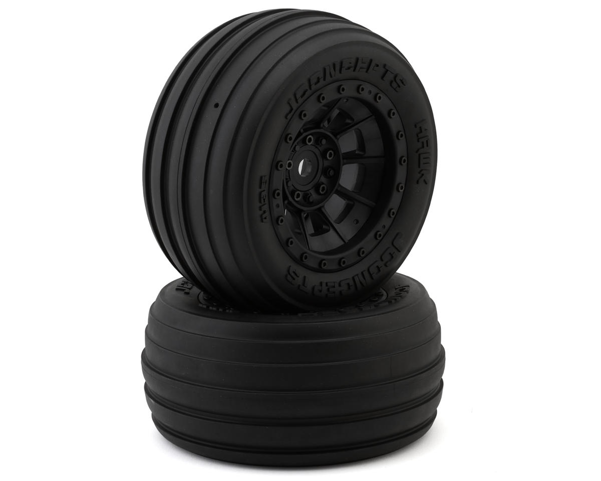 JConcepts Hawk Pre-Mounted Sand Front Truck Tires w/Hazard Wheel (Platinum) (Black) (2)