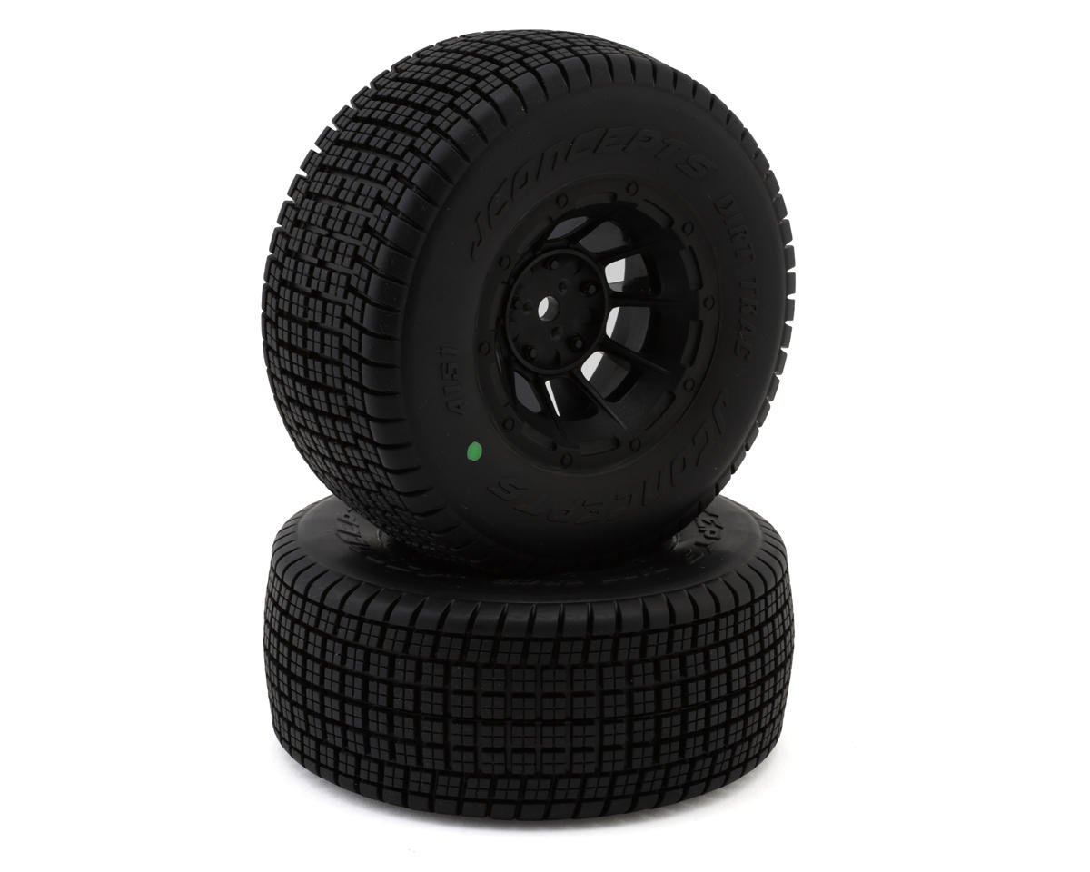JConcepts Dirt Trac Pre-Mounted Dirt Oval Tires (2) (Slash Front) (Green) w/12mm Hex