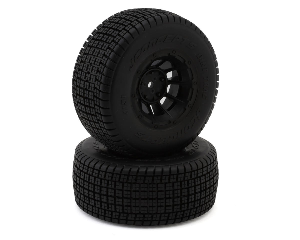 JConcepts Dirt Trac Pre-Mounted Dirt Oval Tires (2) (Slash Rear) (Green) w/12mm Hex