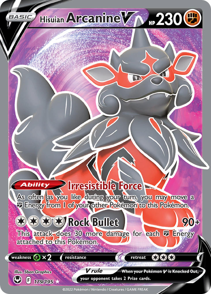 Hisuian Arcanine V (Full Art) - 179/195 (SWSH12) Ultra Rare - Near Min