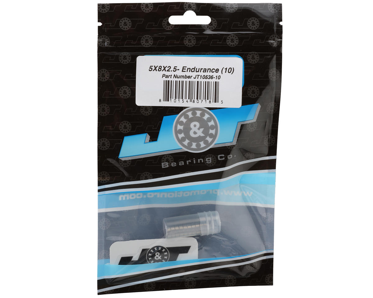 J&T Bearing Co. 5x8x2.5mm Endurance Ball Bearings (10)