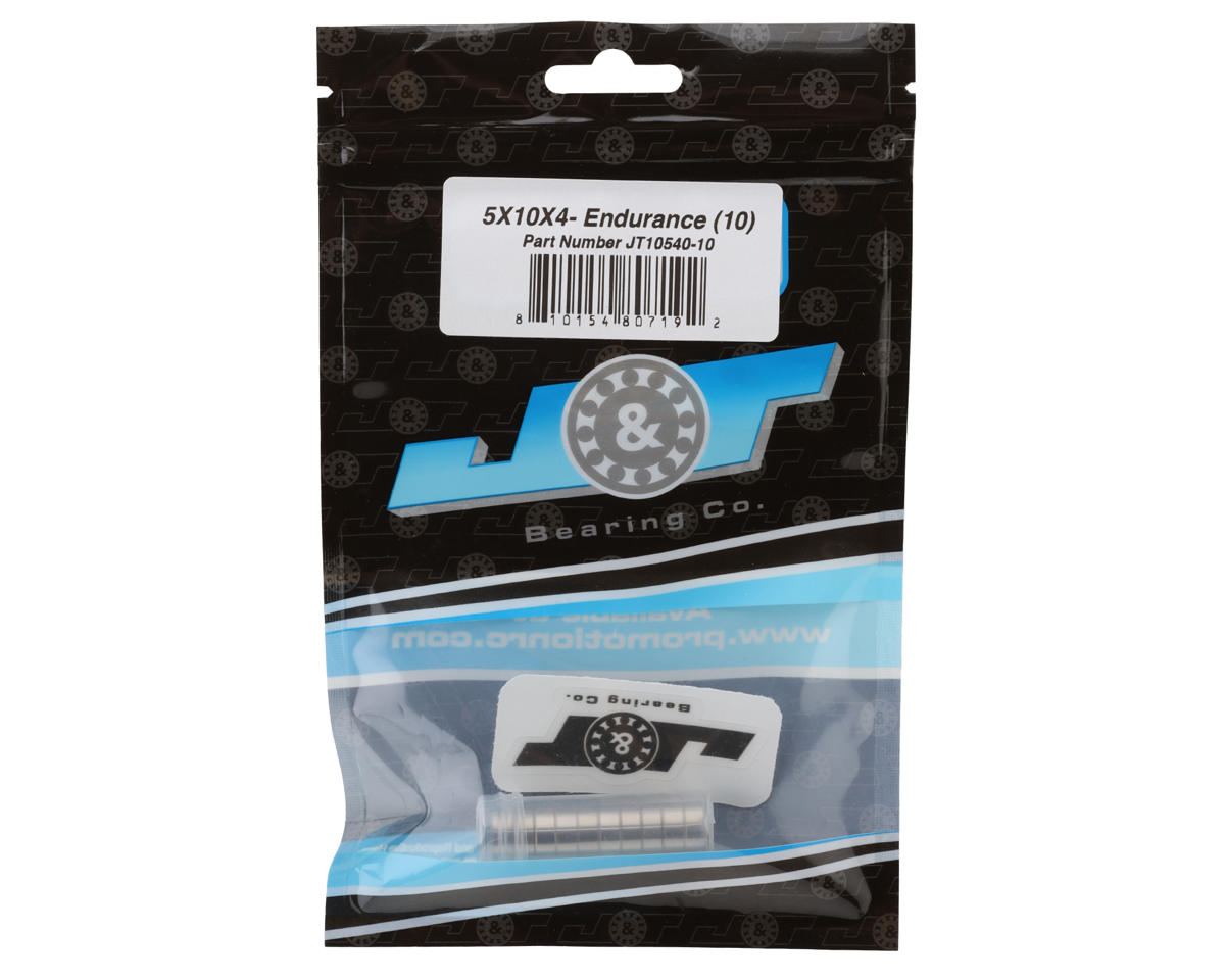 J&T Bearing Co. 5x10x4mm Endurance Ball Bearings (10)