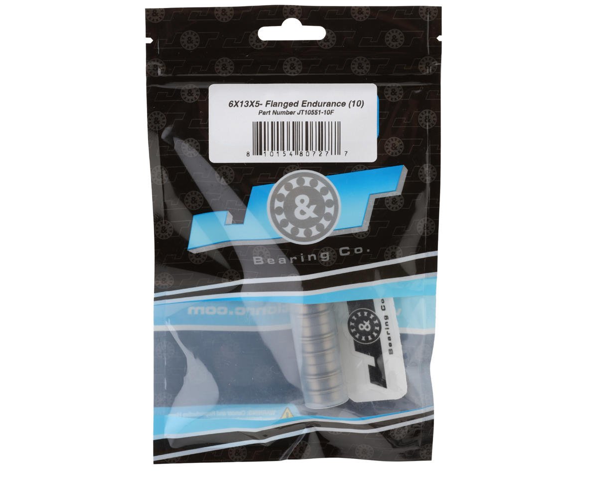 J&T Bearing Co. 6x13x5mm Endurance Flanged Ball Bearings (10)