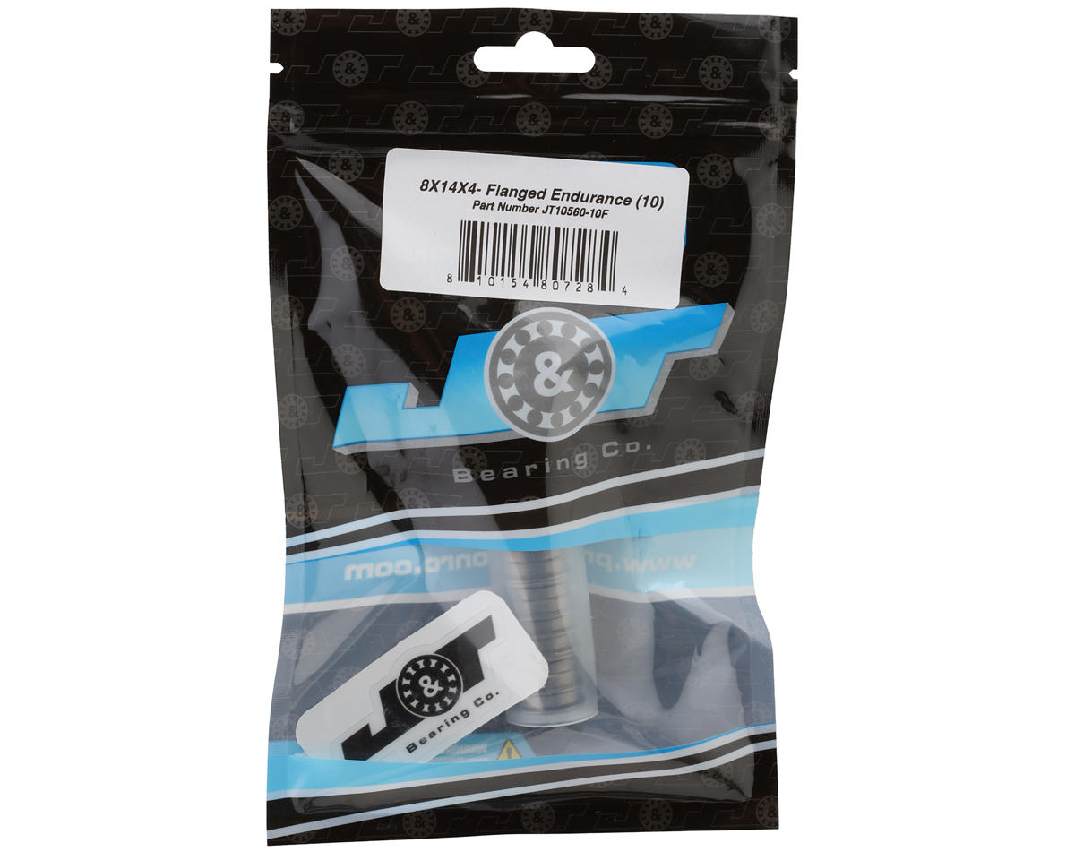 J&T Bearing Co. 8x14x4mm Endurance Flanged Ball Bearings (10)