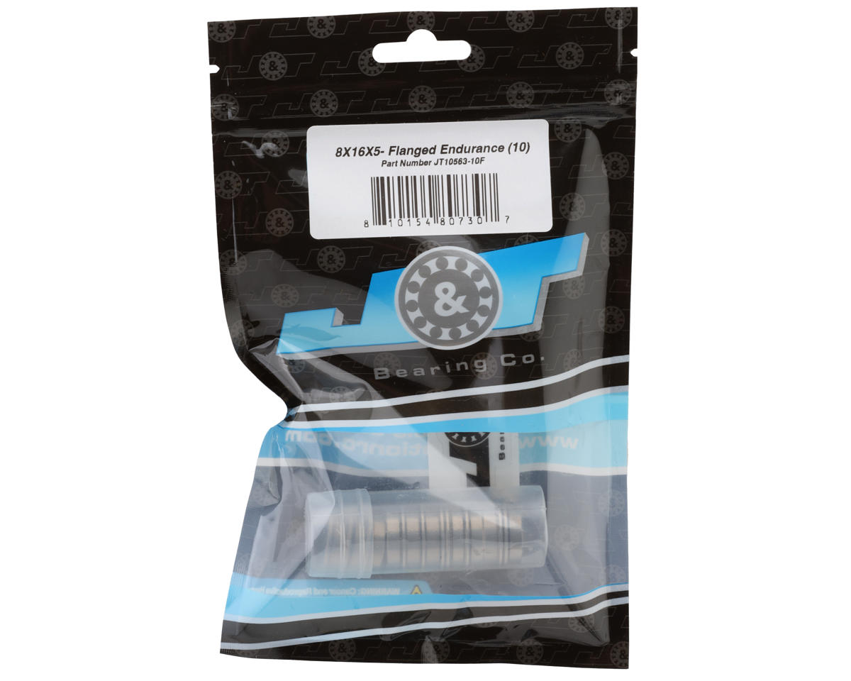 J&T Bearing Co. 8x16x5mm Endurance Flanged Ball Bearings (10)