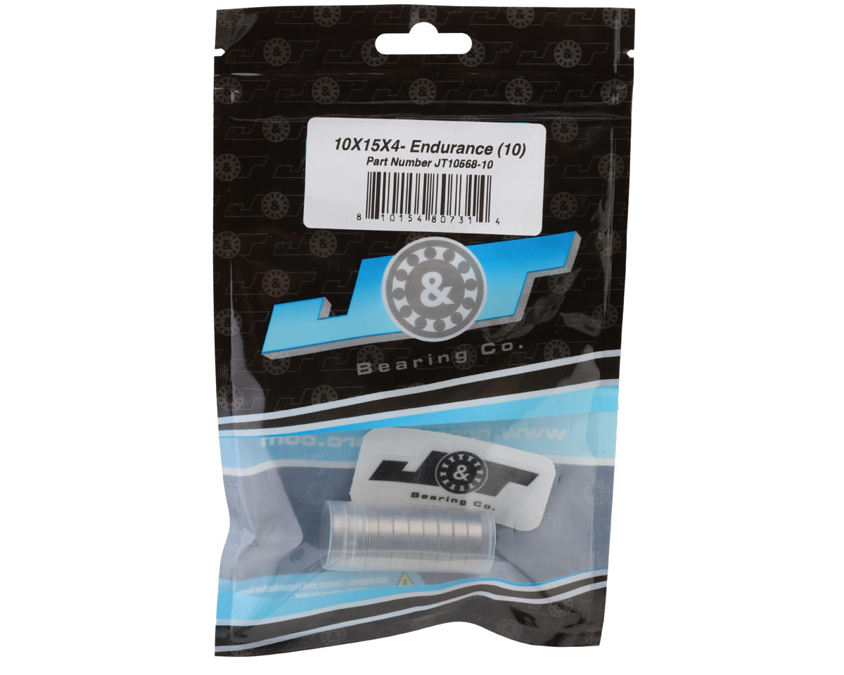 J&T Bearing Co. 10x15x4mm Endurance Ball Bearings (10)