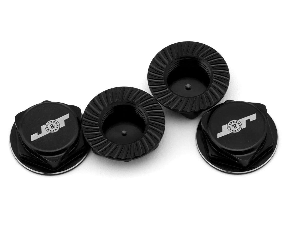 J&T Bearing Co. Aluminum 17mm Serrated Wheel Nuts (Black) (4)