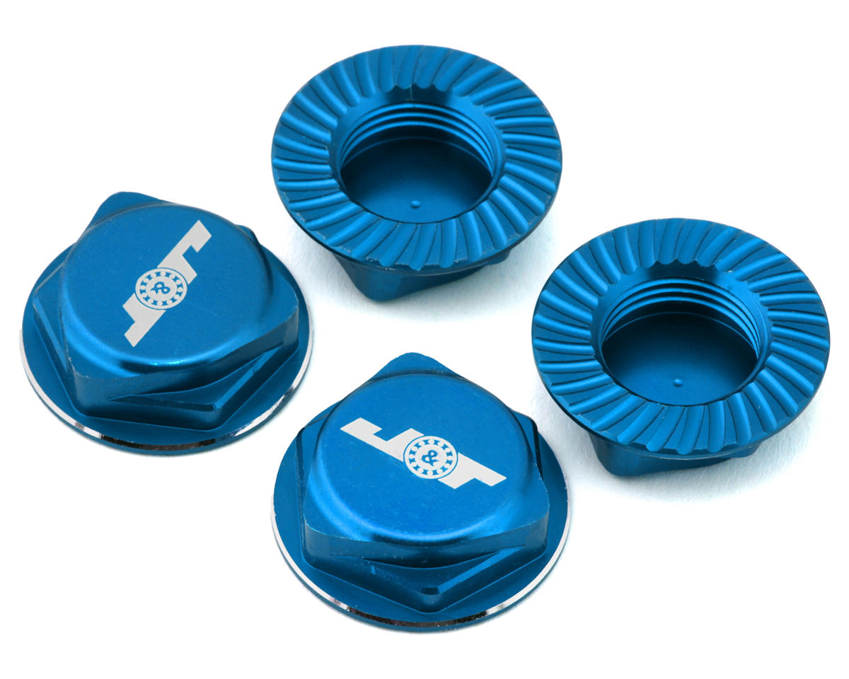 J&T Bearing Co. Aluminum 17mm Serrated Wheel Nuts (Light Blue) (4)