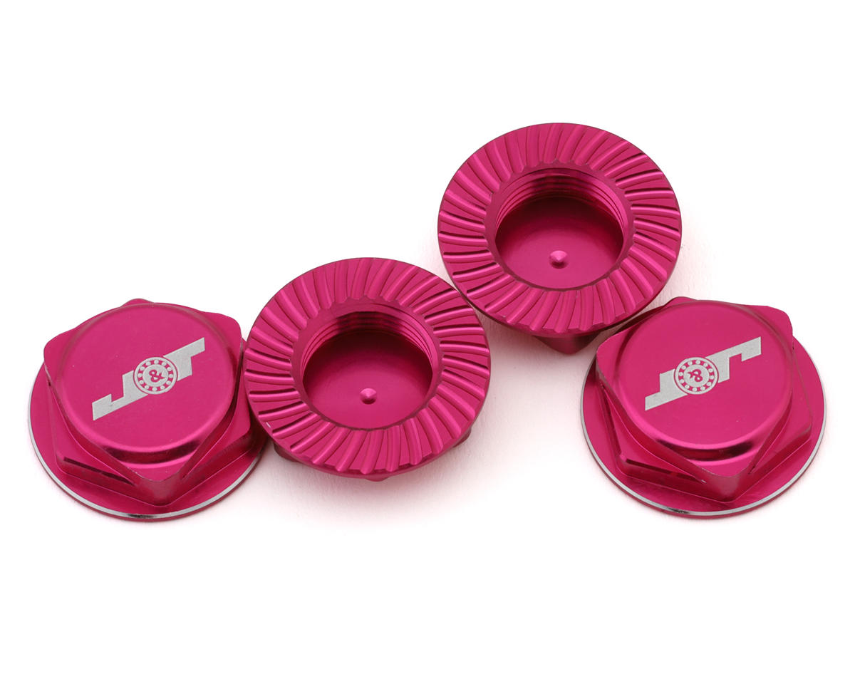 J&T Bearing Co. Aluminum 17mm Serrated Wheel Nuts (Pink) (4)