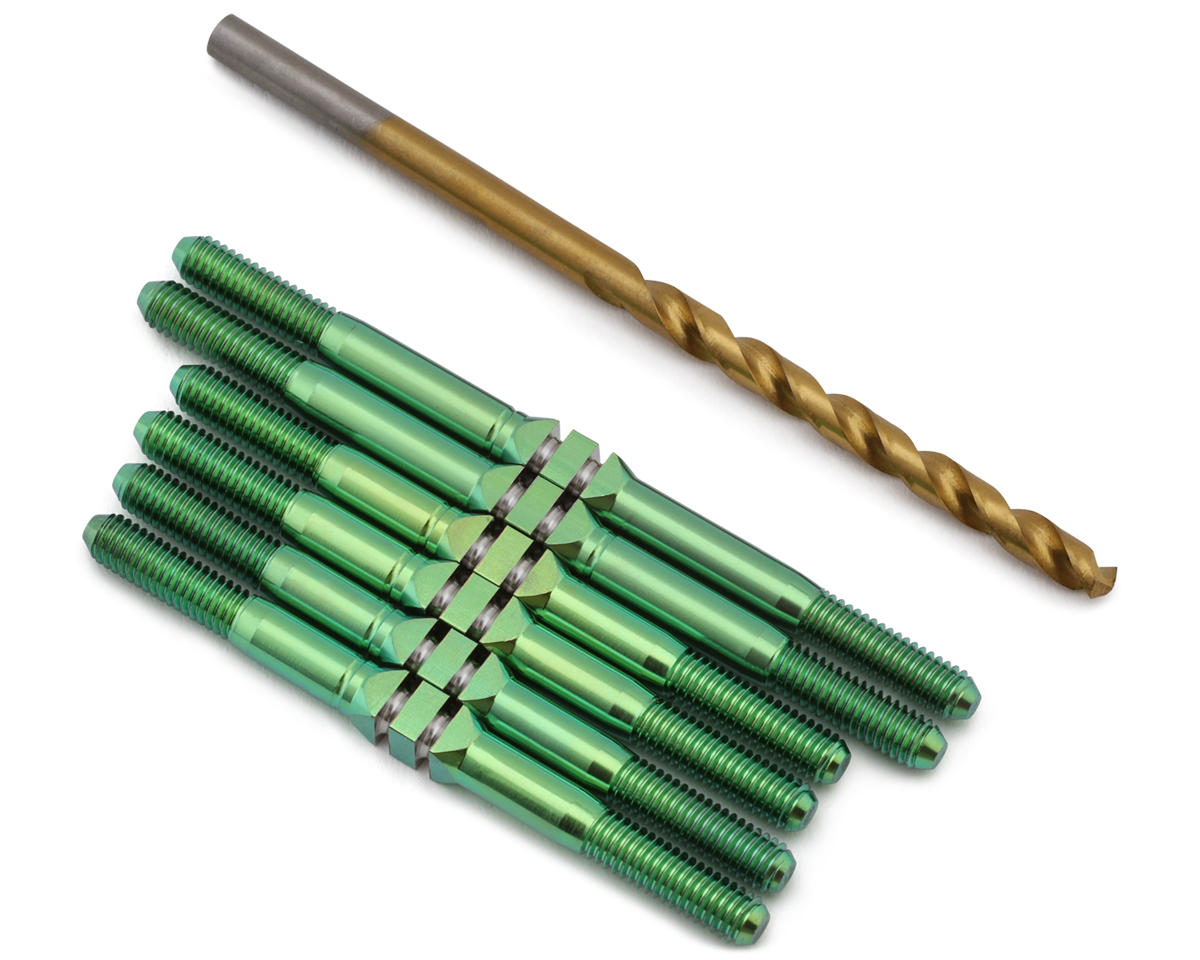 J&T Bearing Co. Custom Works Rocket 5 Late Model Titanium "Milled'' XD Turnbuckles (Green)