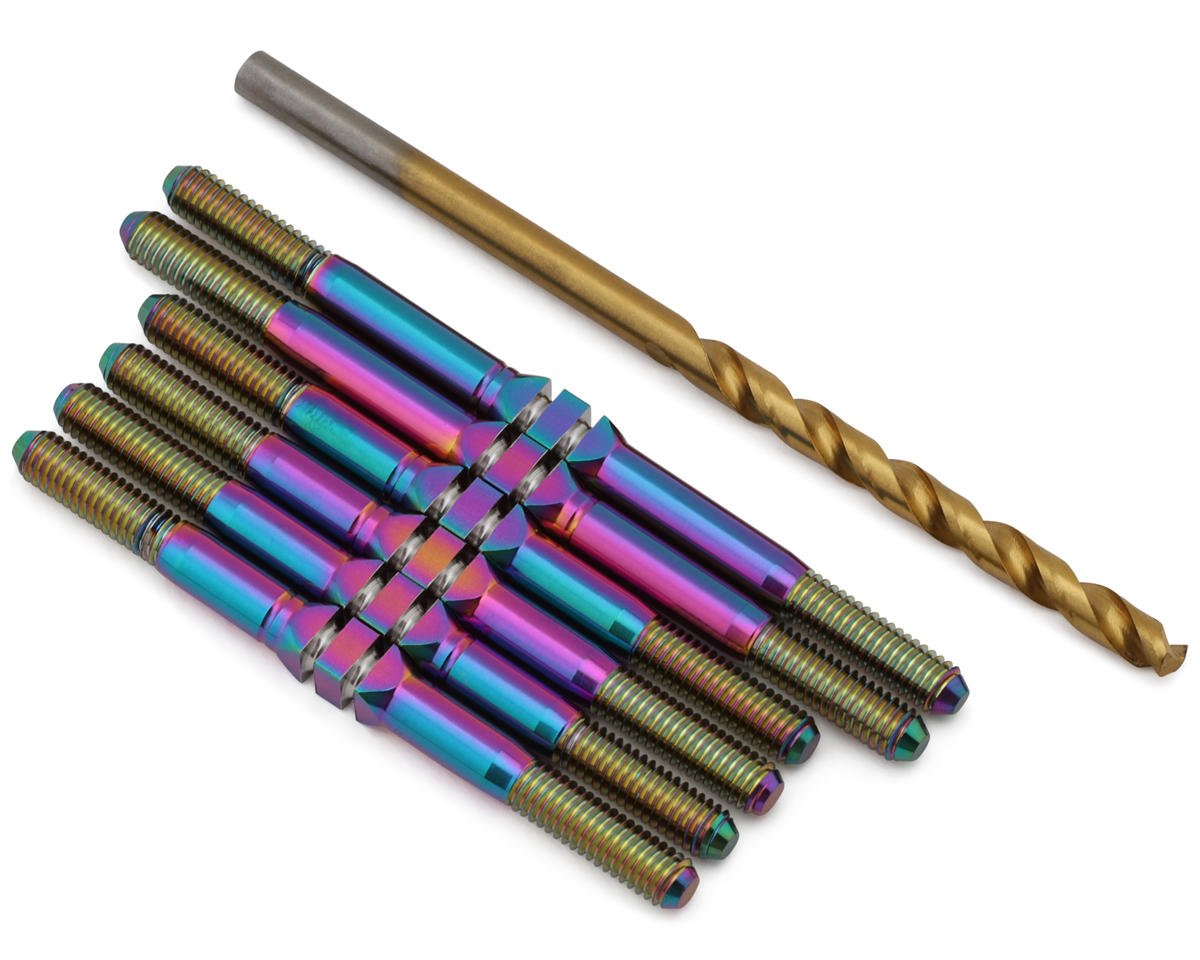 J&T Bearing Co. Custom Works Rocket 5 Late Model Titanium "Milled'' XD Turnbuckles (Oil Slick)