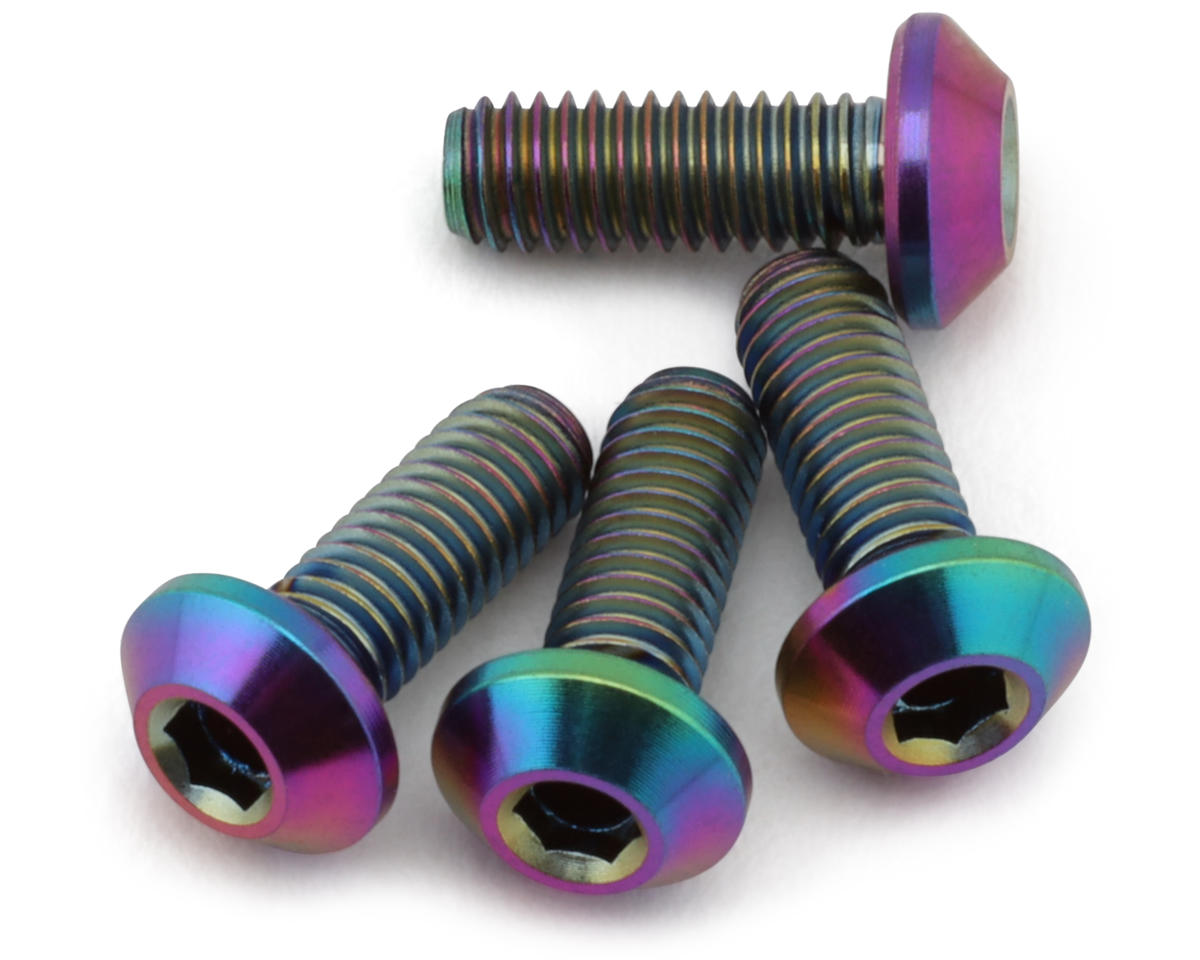 J&T Bearing Co. 3mm Flat Top Titanium Screw Pack (Oil Slick) (4) (8mm)
