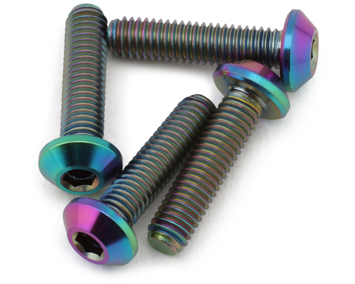 J&T Bearing Co. 3mm Flat Top Titanium Screw Pack (Oil Slick) (4) (12mm)