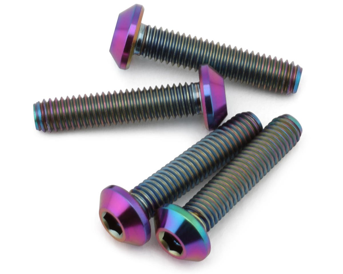 J&T Bearing Co. 3mm Flat Top Titanium Screw Pack (Oil Slick) (4) (14mm)