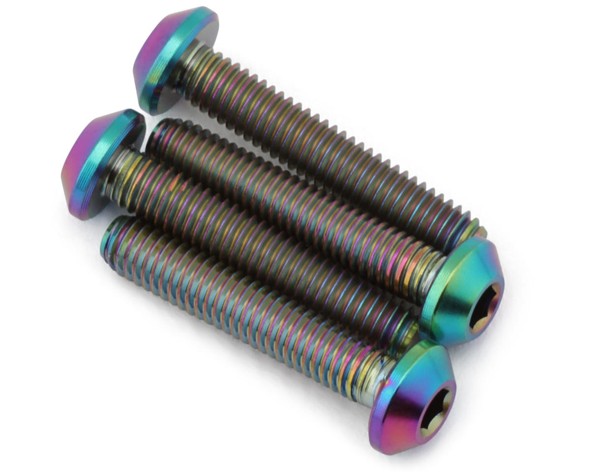 J&T Bearing Co. 3mm Flat Top Titanium Screw Pack (Oil Slick) (4) (16mm)