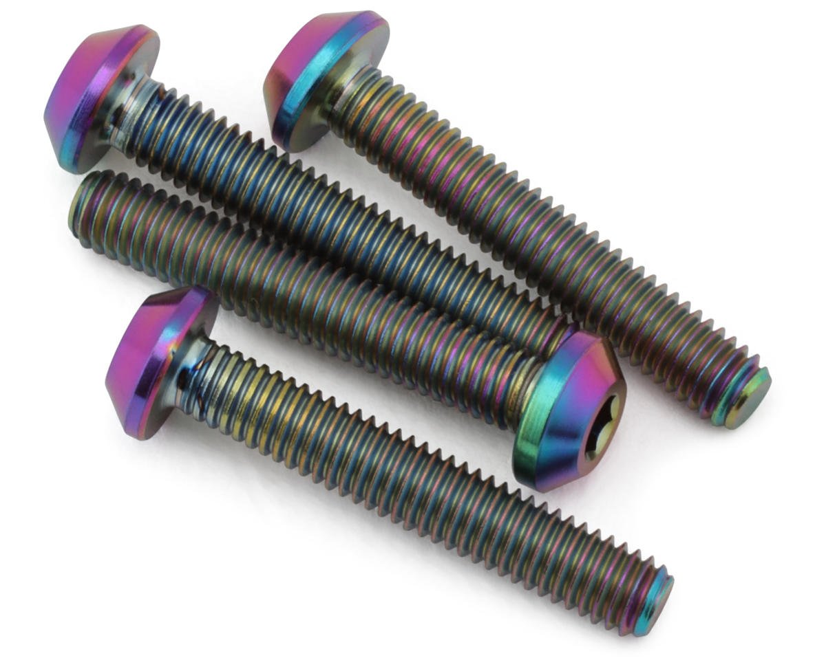 J&T Bearing Co. 3mm Flat Top Titanium Screw Pack (Oil Slick) (4) (18mm)