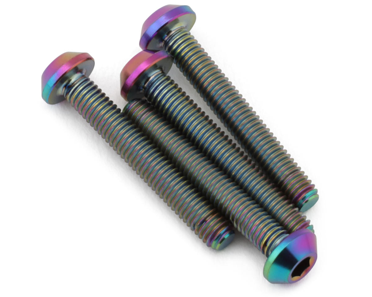 J&T Bearing Co. 3mm Flat Top Titanium Screw Pack (Oil Slick) (4) (20mm)
