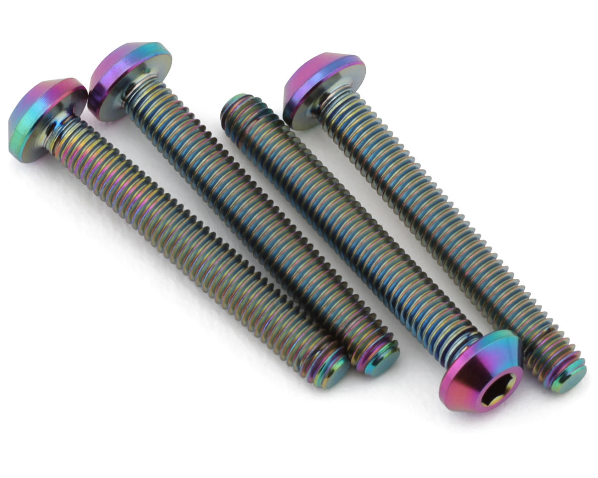 J&T Bearing Co. 3mm Flat Top Titanium Screw Pack (Oil Slick) (4) (22mm)