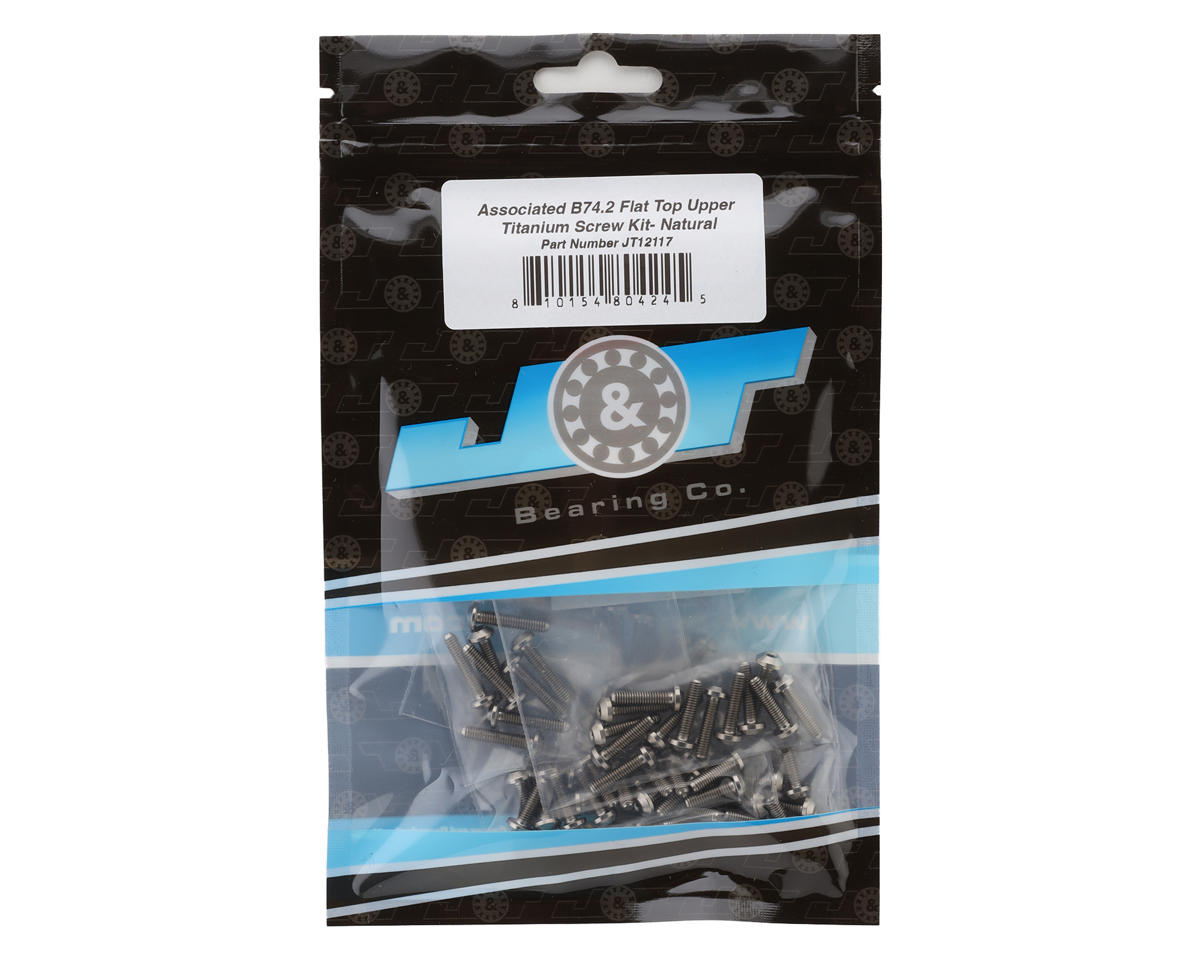 J&T Bearing Co. Team Associated RC10B74.2 Flat Top Upper Titanium Screw Kit (Natural)