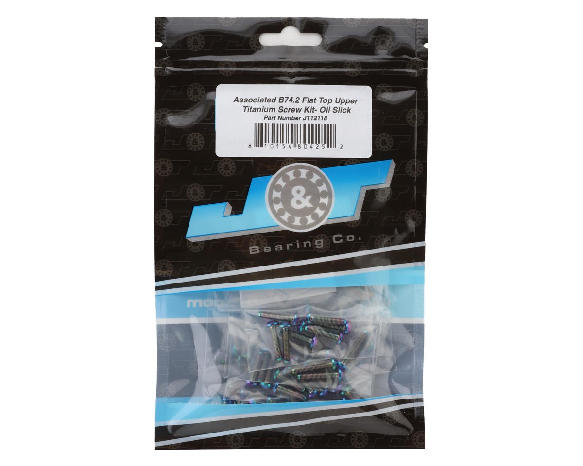 J&T Bearing Co. Team Associated RC10B74.2 Flat Top Upper Titanium Screw Kit (Oil Slick)