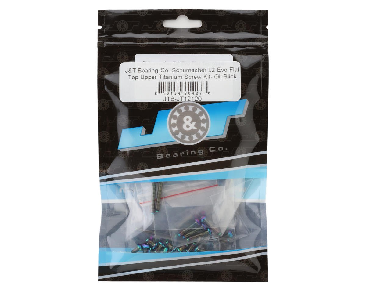 J&T Bearing Co. Schumacher CAT L1 Evo Flat Top Upper Titanium Screws Kit (Oil Slick)
