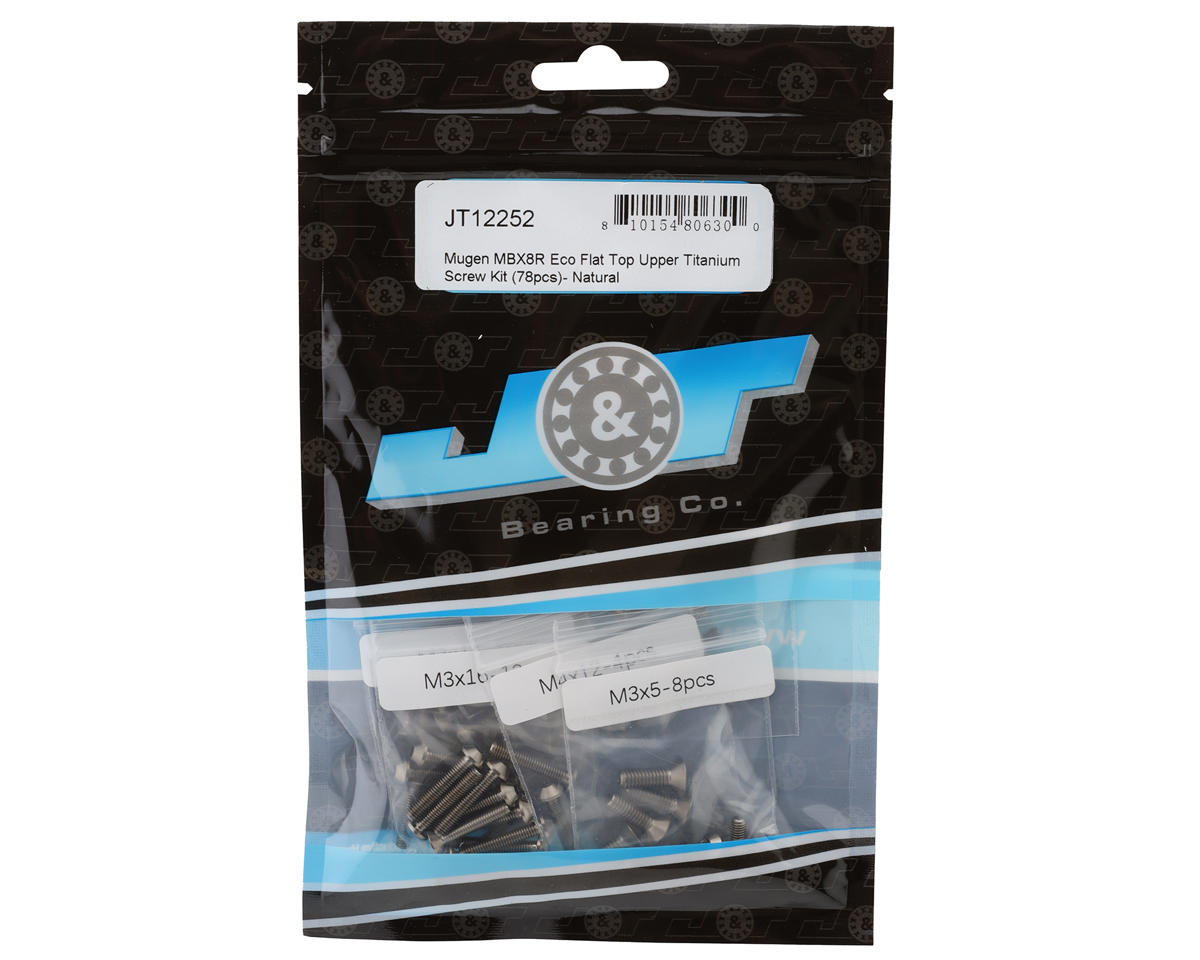 J&T Bearing Co. Mugen MBX8R Eco Flat Top Upper Titanium Screw Kit (Natural)