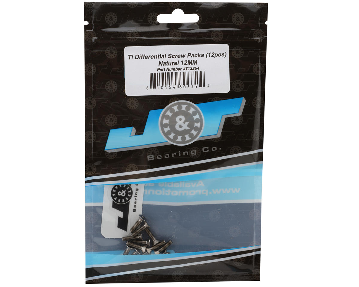 J&T Bearing Co. 3mm Titanium Differential Flat Head Screws (Natural) (12) (12mm)