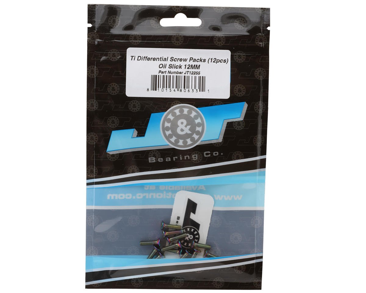 J&T Bearing Co. 3mm Titanium Differential Flat Head Screws (Oil Slick) (12) (12mm)