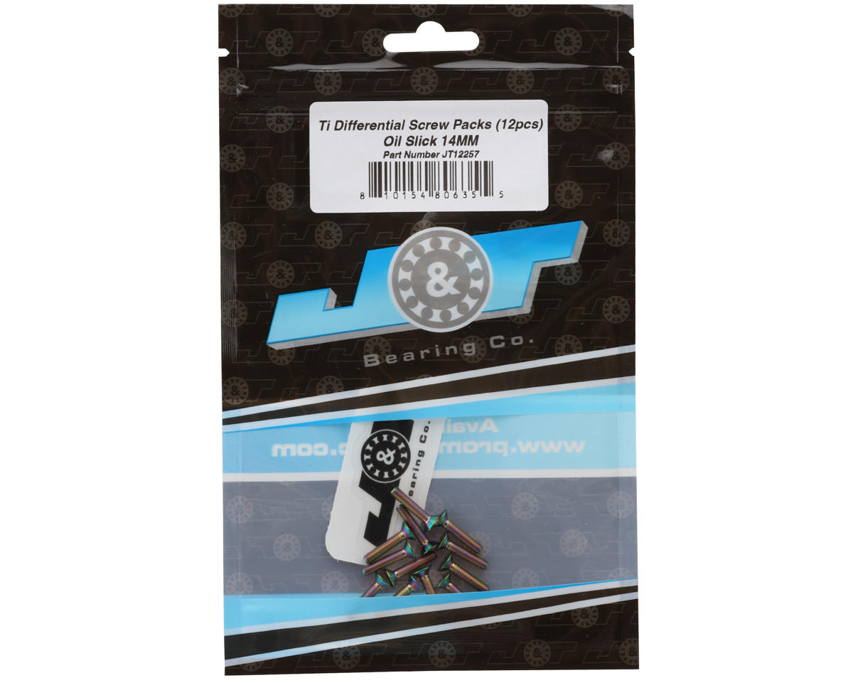 J&T Bearing Co. 3mm Titanium Differential Flat Head Screws (Oil Slick) (12) (14mm)