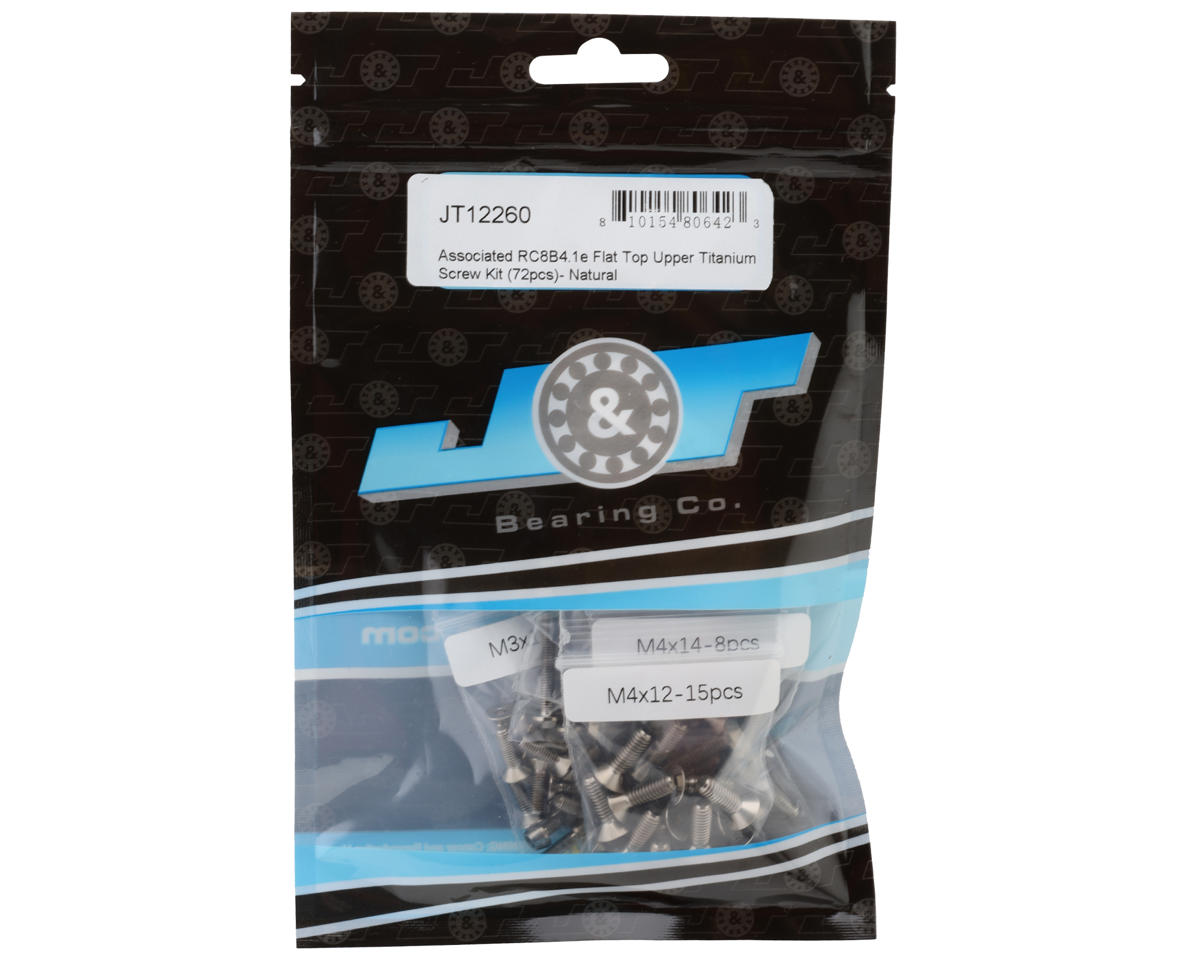 J&T Bearing Co. Team Associated RC8B4.1e Flat Top Upper Titanium Screw Kit (Natural)