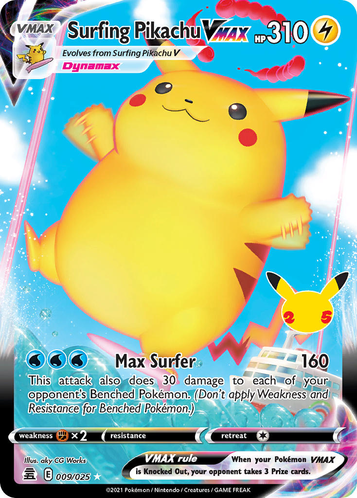 Surfing Pikachu VMAX - 009/025 (CLB) Ultra Rare - Near Mint Holofoil