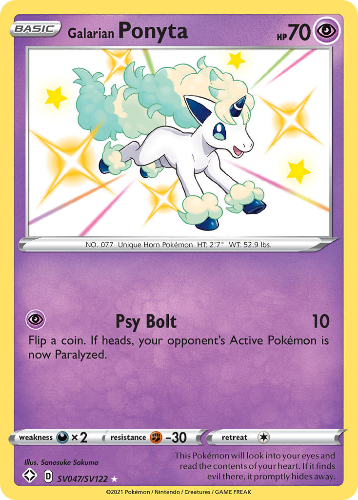 Galarian Ponyta - SV047/SV122 (SHF:SV) Shiny Holo Rare - Near Mint Hol