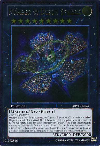 Number 9: Dyson Sphere (UTR) (ABYR-EN044) Ultimate Rare - Near Mint 1s