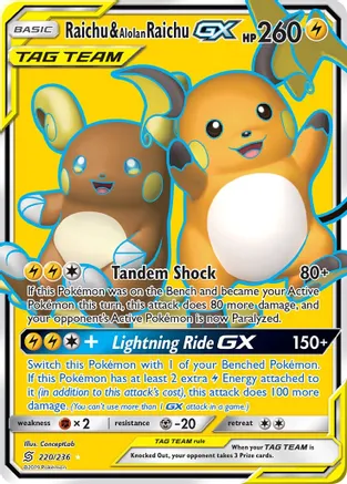 Raichu & Alolan Raichu GX (220/236)
