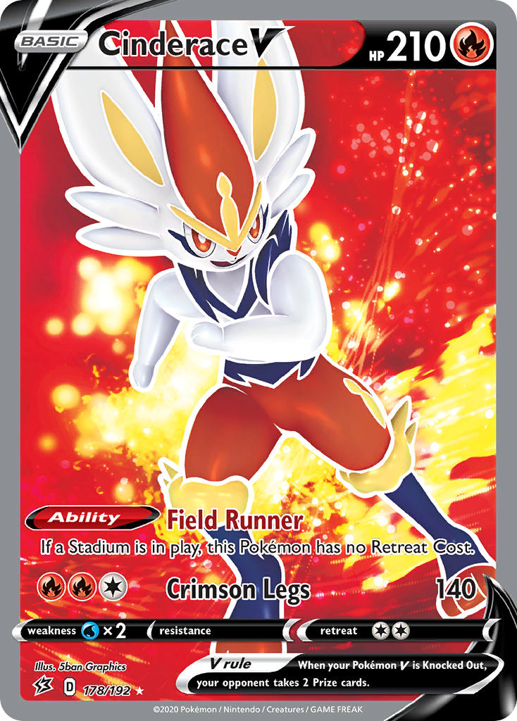 Cinderace V (Full Art) - 178/192 (SWSH02) Ultra Rare - Near Mint Holof