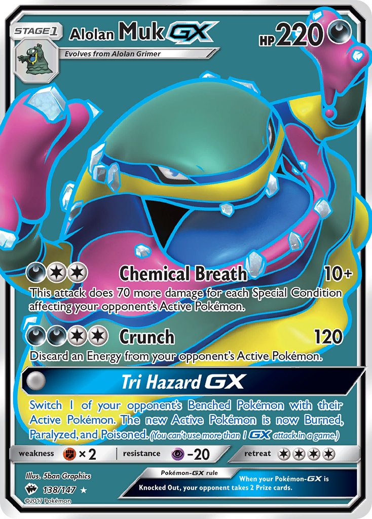 Alolan Muk GX (Full Art) - 138/147 (SM:BUS) Ultra Rare - Near Mint Hol