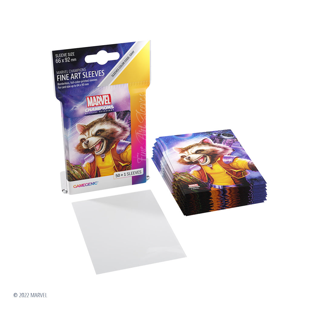GameGenic: Marvel Champion Fine Art Sleeves - Rocket Raccoon (Grey 50c