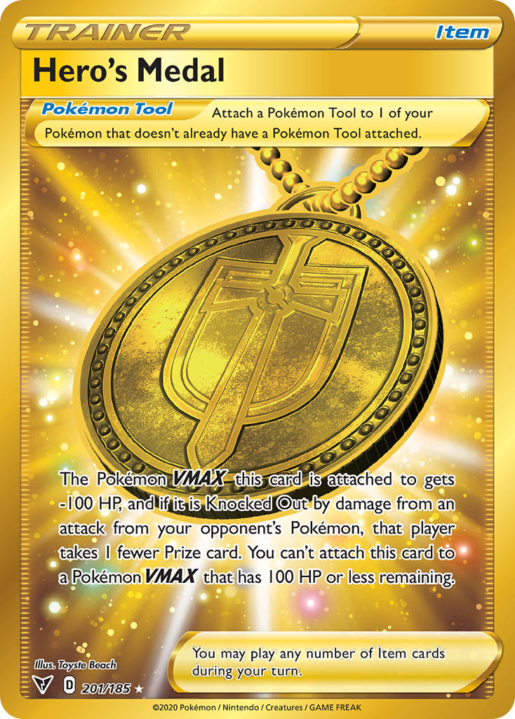 Hero's Medal (Secret) - 201/185 (SWSH04) Secret Rare - Near Mint Holof