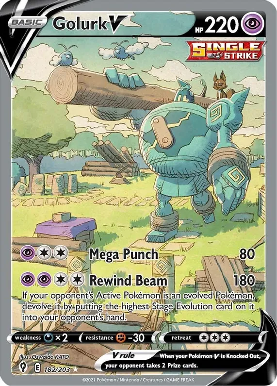 Golurk V (Alternate Full Art) - 182/203 (SWSH07) Ultra Rare - Light Pl