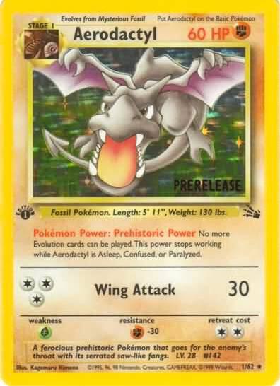 Aerodactyl - 01/62 (FO) Holo Rare - Near Mint Unlimited Prerelease Hol