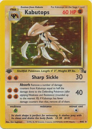 Kabutops - 09/62 (FO) Holo Rare - Near Mint 1st Edition Holofoil