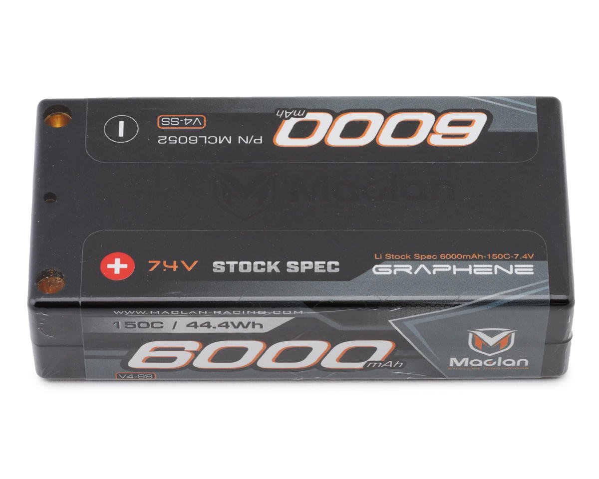 Maclan Graphene V4-SS 2S 150C Shorty LiPo Battery (7.4V/6000mAh) (Stock Spec) w/5mm Bullets