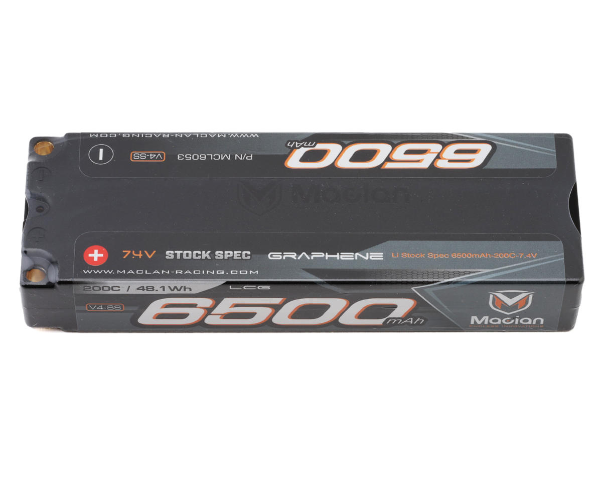 Maclan Graphene V4-SS 2S 200C LiPo Battery (7.4V/6500mAh) (Stock Spec) w/5mm Bullets