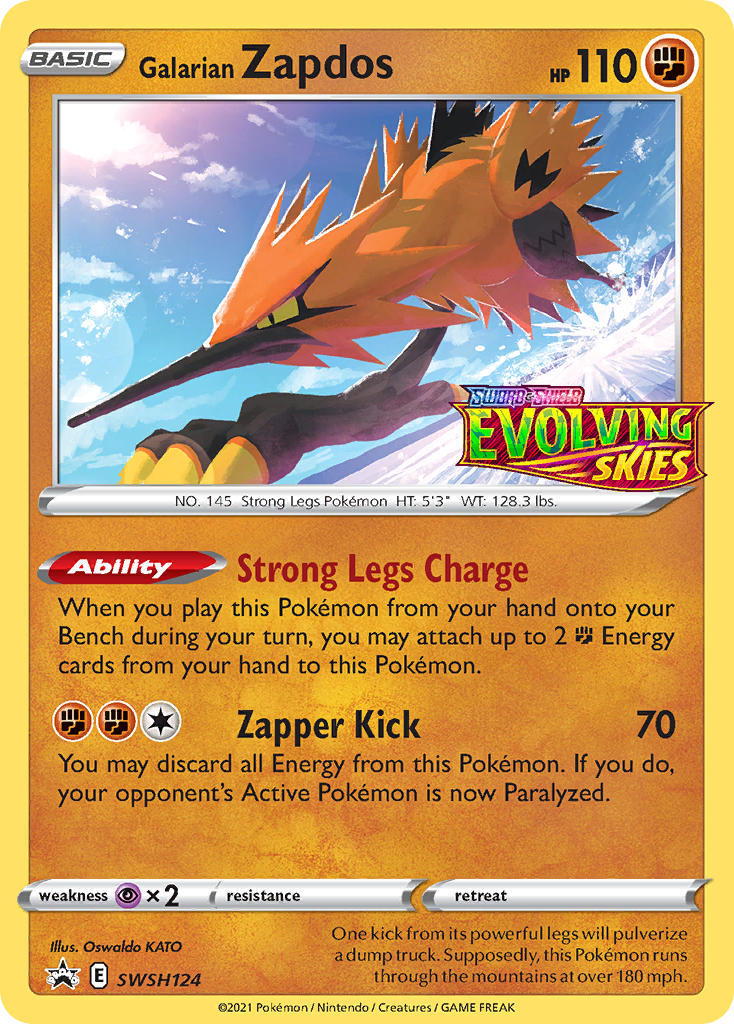 Galarian Zapdos (Prerelease) - SWSH124 (SWSH:PR) Promo - Near Mint Hol