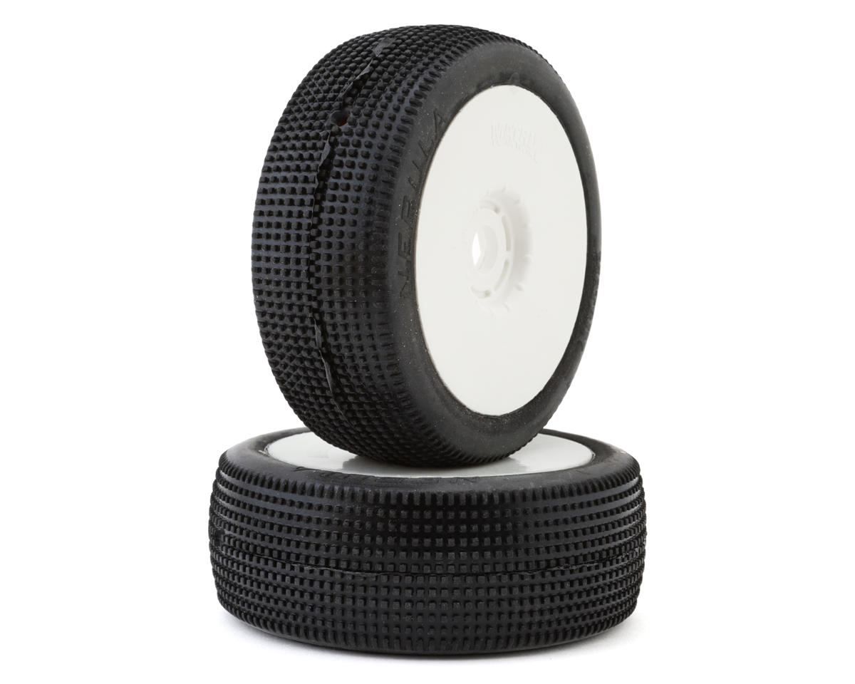 Matrix Nebula 1/8 Pre-Mounted Buggy Tires (White) (2) (Soft)